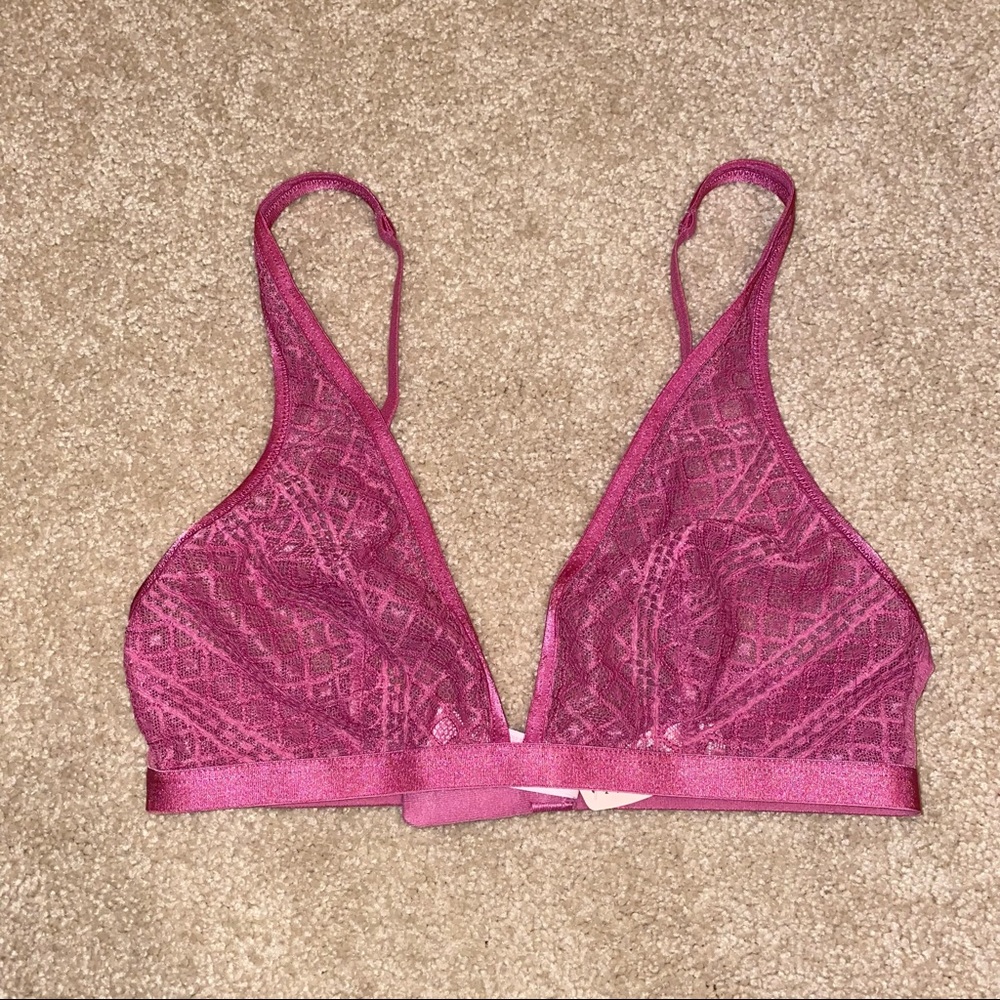 VICTORIA’S SECRET PINK LACE DEEP V BRALETTE NWT S
